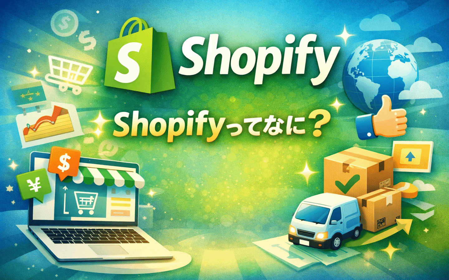 配送のトラックやEC店舗をイメージした自作のサムネイ画像