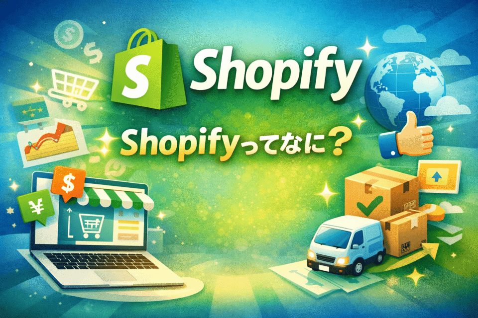 配送のトラックやEC店舗をイメージした自作のサムネイ画像